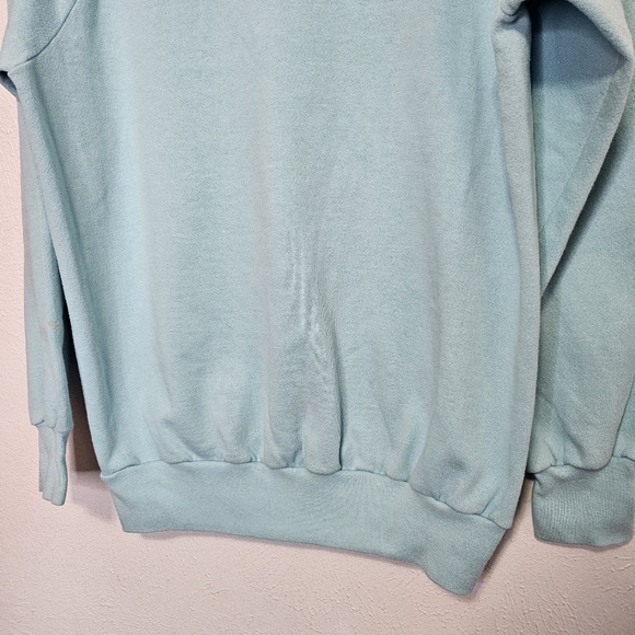 Vintage Guess USA Puppy Crewneck Sweatshirt Blue Pink 80's Women's Size Small - Picture 8 of 12